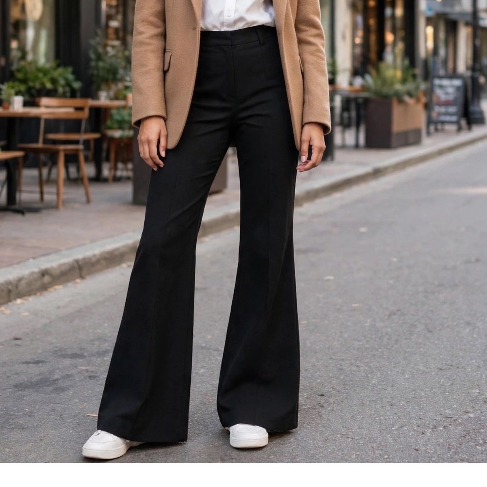 & Other Stories Stockholm Atelier Black Wide Leg Pants,‎ Size US 2, Recycled